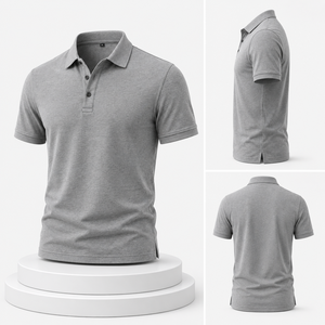 Polo Clásico Gris para Hombre, Tela Suave de Algodón, Estilo Casual de Negocios, Ropa de Golf, Logotipo Bordado Personalizado - Product Image 3