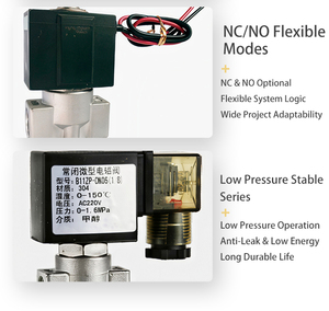 Válvulas Solenoides de Control de Dos Vías de Baja Presión, Eléctricas, Normalmente Cerradas/Normalmente Abiertas, para Agua, Aire y Fluidos Neutros - Product Image 4