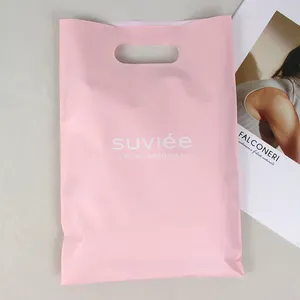 Individuelle matte Plastik-Einkaufstasche mit Logo rosa Tragetasche Packung wiederverwertete Einzelhandelswaren Plastiktüten