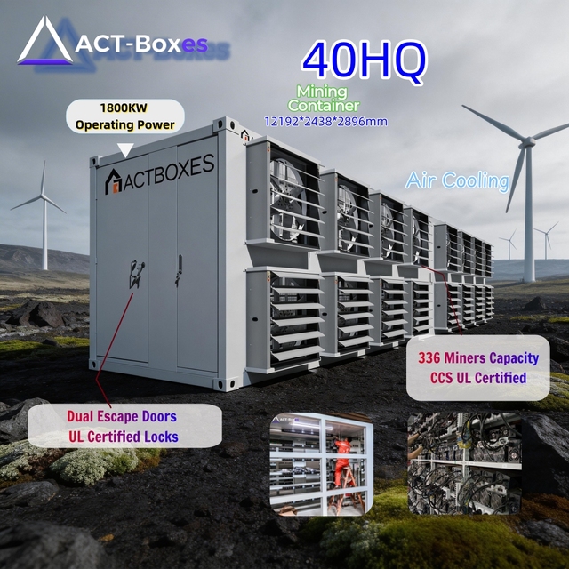 ACT 200 Capacity Crypto Miner Container S19 S21 S23 M60 M60S Air Cooling 20FT 40FT 48H Solution