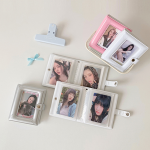 3 pulgadas 1 bolsillo Binder Macaroon Photocard Holder Kpop PU cuero foto tarjeta recoger libro álbum de fotos - Product Image 3