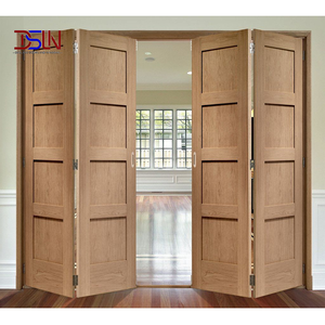 Puerta Plegable de Aluminio con Acabado de Madera, Doble Acristalamiento, Vidrio Templado, Aislamiento Térmico, Moderna, para Patio, Balcón o Entrada - Product Image 1