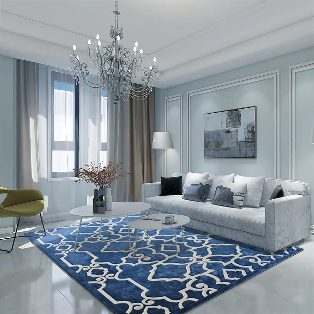 Wholesale Custom Luxury Carpet royal palace rugs blue viscose silk rug carpet luxury rug carpet