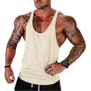 <b>Mens</b> 100 Percent Cotton Knitted Tank Top Sleeveless Gym Vest Printed Muscle Shirt Bodybuilding Workout Fitness <b>Singlet</b> Front - Product Image 1