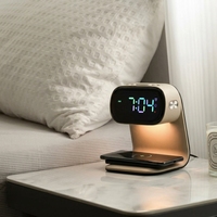Chargeur sans fil 15W, lampe de chevet contemporaine en ABS avec LED blanc chaud, contrôle tactile, intensité réglable, pour chambre à coucher, hôtel
