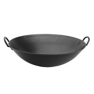 יצרן סיטונאי מסחרי, ווק ברזל יצוק שחור ללא ציפוי, לשימוש כפול על אש גלויה, סיר ברזל עם שתי ידיות, מתאים לכל סוגי הכיריים - Product Image 1