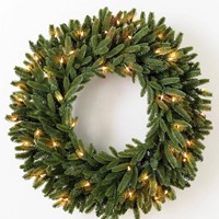 Guirlande de Noël artificielle YUELIAN écologique de 45 cm, pré-éclairée, en PE, à LED, fonctionnant sur piles, design moderne, pour extérieur, porte, mur