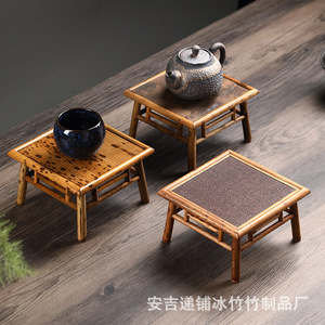 Handmade Bamboo Rattan Woven <b>Mini</b> Tea <b>Table</b> Two Tier Coffee <b>Table</b> For Tea Ceremony Storage Display Stand - Product Image 4