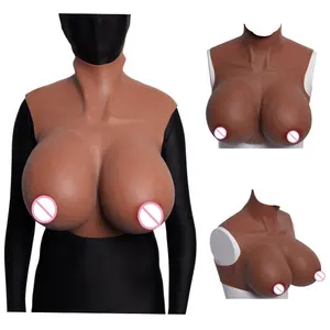 Pembentuk payudara besar coklat pengisi katun punggung terbuka silikon bentuk payudara realistis push up untuk transgender selempang Ratu tarikan
