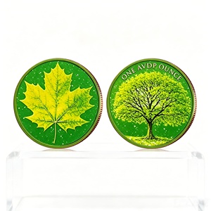 Pièce de monnaie de défi personnalisée en cuivre pur de 1 oz, motif 2D Arbre de Vie et feuille d'érable, pour collection sur la nature et cadeau décoratif - Product Image 1
