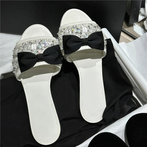 Sandali con strass e fiocco, ciabatte open-toe, sandali piatti da spiaggia <span class=keywords><strong>per</strong></span> esterni - Product Image 3