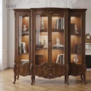 Vitrina de biblioteca con frente de cristal estilo Versalles |   Librería Clásica Francesa de Madera Maciza de Lujo - EKAR - Product Image 5