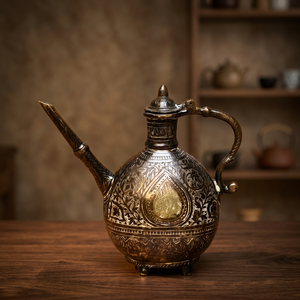 <b>Vintage</b> Metal Water Pot With Lid And Handle Decorative Embossed Design - Product Image 5