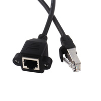 Cable de extensión de red RJ45 de 30CM Ethernet LAN 8P8C Cable de extensión de montaje en panel de tornillo macho a hembra