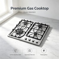 Table de cuisson à gaz moderne à 4 brûleurs en acier inoxydable, encastrable, GPL/GN, pour la cuisine domestique quotidienne