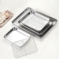 Plaque de cuisson en acier inoxydable 18/0 avec grille, ensemble de plaques à biscuits pour la cuisson avec grille de cuisson, non toxique, robuste et facile à nettoyer