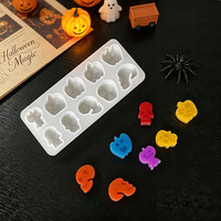 Moule en silicone YS pour boîte de rangement citrouille d'Halloween, moule DIY pour pendentif en cire (crâne, fantôme, diable, croix), moule de cuisson pour gâteaux et pains, personnalisation