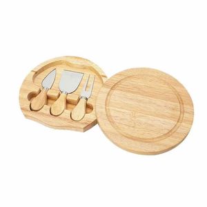 <b>Cheese</b> Board <b>Set</b> With Bamboo <b>Knives</b> Wooden Tray For Serving <b>Cheese</b> And Fruit Home Use Durable Design - Product Image 3