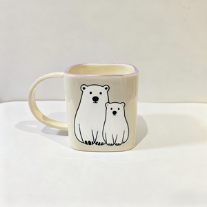 Taza de Cerámica Hecha a Mano Personalizada - Diseño de Oso <span class=keywords><strong>Polar</strong></span> Pintado a Mano - Taza de Café de Porcelana Personalizada - Regalo Navideño - Product Image 1