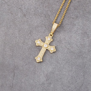 Colgante de Cruz con Diamante Moissanite VVS, Oro Sólido de 18K para Cadena Cubana, Chapado en Cobre - Product Image 3
