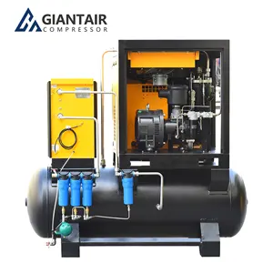 Giantair Energy Saving 11kw 15hp Tudo Em Um Compressor De Ar De Parafuso De Freqüência Variável Silenciosa Com Secador De Ar Com Tanque