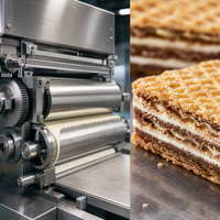 Machine automatique commerciale de fabrication de gaufrettes, ligne de production complète de snacks enrobés de chocolat