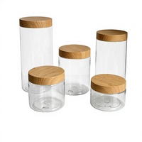 Pot en plastique transparent de 50 ml à 500 ml, bouteille à large ouverture de qualité alimentaire pour collations, capsules d'huile de poisson, couvercle en grain de bois, emballage cosmétique