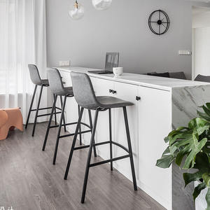 Silla Alta Económica de 65 cm para Sala de Estar, Comedor, Hotel, Bar, Cafetería, Tienda de Té <span class=keywords><strong>con</strong></span> Leche, Taburete de Hierro <span class=keywords><strong>con</strong></span> <span class=keywords><strong>Respaldo</strong></span> de Cuero - Product Image 4