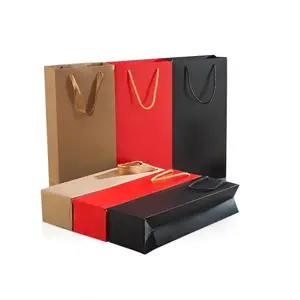 Gift Bag Custom Paper Bag For Wine Packaging Luxury Gift Champagne Wine Bottle Kraft Paper Bags With Handle
