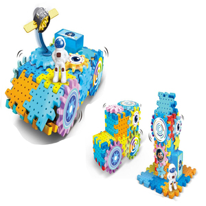 2025 niños gran oferta equipo espacial educativo bloques de partículas grandes juguete Diy montar bloques de engranajes giratorios eléctricos juguete - Product Image 1