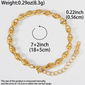 Dainty Stainless Steel <b>Ball</b> Inlay Wave Chain Hypoallergenic Trendy Fashion Women's <b>Bracelet</b> - Product Image 6