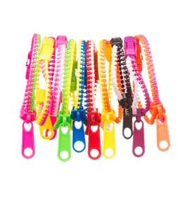 Eco-friendly Plastic Colorful Zipper Toy Bracelets Wholesale Kid's Fidget Sensory Toys Anti-stress Zipper Fidget Bracelets