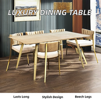 Table à manger rectangulaire en bois massif au design scandinave moderne, 4 pieds, plateau naturel, sans assemblage, meubles pour la maison