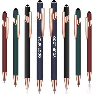 Wholesale Best Selling Rose <b>Gold</b> Metal <b>Pen</b> with Custom logo Stylus Soft Touch Screen Metal Ballpoint <b>Pens</b> Gift Advertising <b>Pen</b> - Product Image 1