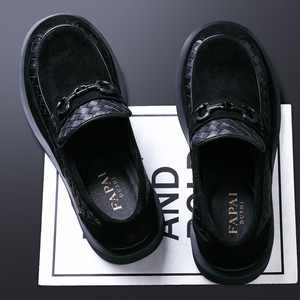รองเท้าโลฟเฟอร์ผู้ชายฟาปาอิ ดูชิแบบสวมสีดำส้นกลางรองเท้าลำลองสำหรับธุรกิจสไตล์วัยรุ่น - Product Image 2