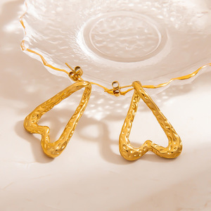 Boucles d'oreilles pendantes en forme de cœur, en acier inoxydable plaqué or 18 carats, pour femmes, bijoux de fête EH12075 - Product Image 2