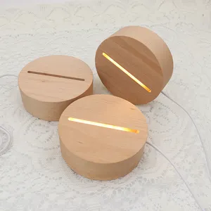 3D Night LED Light Wood Base And Clear Acrylic Lamp Base Remote Control And USB Cable Wooden Lamp Base 3d Illusion Lamp Bas