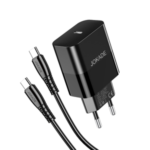 Chargeur USB-C Jokade 30W avec câble 1m noir, adaptateur de charge rapide - Product Image 2