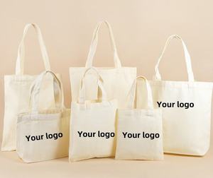 Bolsa de lona con LOGO personalizable, bolsa de compras de algodón de un solo hombro, en blanco, para pintar a mano. - Product Image 3