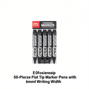 Stylos marqueurs permanents Deli, pointe plate de 6 mm, encre noire pour l'écriture sur papier, fournitures scolaires et de bureau - Product Image 1