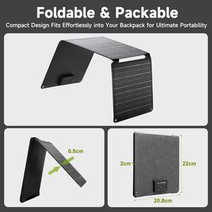Venta caliente de la UE Sunfield 22% eficiencia 21W negro plegable Flexible impermeable paneles solares 36 celdas almacenamiento de energía portátil - Product Image 2
