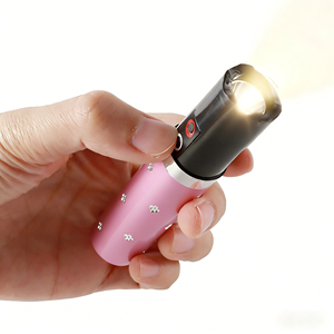 338 type <b>Pink</b> Lipstick Flashlight With Rhinestones Warm White Light Edc Torch led Promotional flashlight <b>Gift</b> For Women - Product Image 1