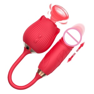新款 2 合 1 USB 充电器 花朵红玫瑰性玩具假阳具振动器接吻 G 点阴蒂乳头刺激器女性用 - Product Image 2