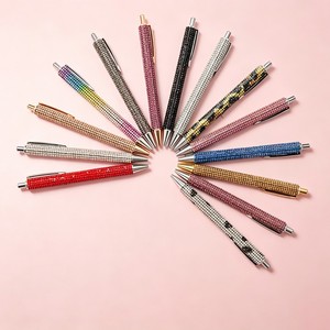 <span class=keywords><strong>Stylo</strong></span> bille rétractable en métal haut de gamme avec incrustation de strass, <span class=keywords><strong>stylo</strong></span> gel en gros avec logo personnalisé, idéal pour l'écriture quotidienne - Product Image 2