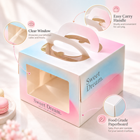 Boîte à gâteau en carton souple effet ombré avec double poignée arquée et impression de marque pour présentoirs de desserts de mariage