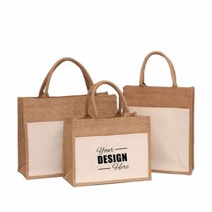 Sacs fourre-tout personnalisés en toile de jute avec poignées - Blanc et jute vierges, résistants à l'eau, idéaux pour le shopping ou comme cadeau pour demoiselle d'honneur - Product Image 1