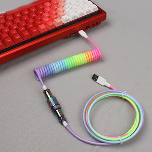 Cavo per tastiera meccanica usb di tipo c con connettore per aviatore abbagliante Gx16 cavo per tastiera usb a spirale - Product Image 2