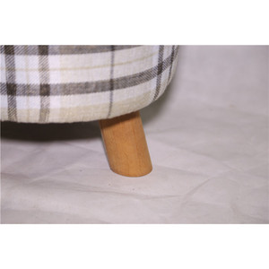 Tabouret rond en bois recouvert de tissu à carreaux, chaise pour enfants de conception scandinave à trois pieds et rembourrée en mousse, 30x30x30cm - Product Image 4