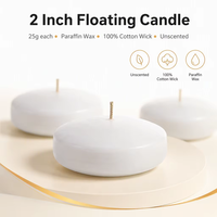 Bougies flottantes non parfumées, 2 pouces, blanches, pour centres de table, bougies pour les vacances