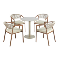 Promotion Usine : Ensemble de Salle à Manger d'Extérieur en Métal, Fauteuil de Jardin en Corde Tressée, Mobilier de Cour de Villa
